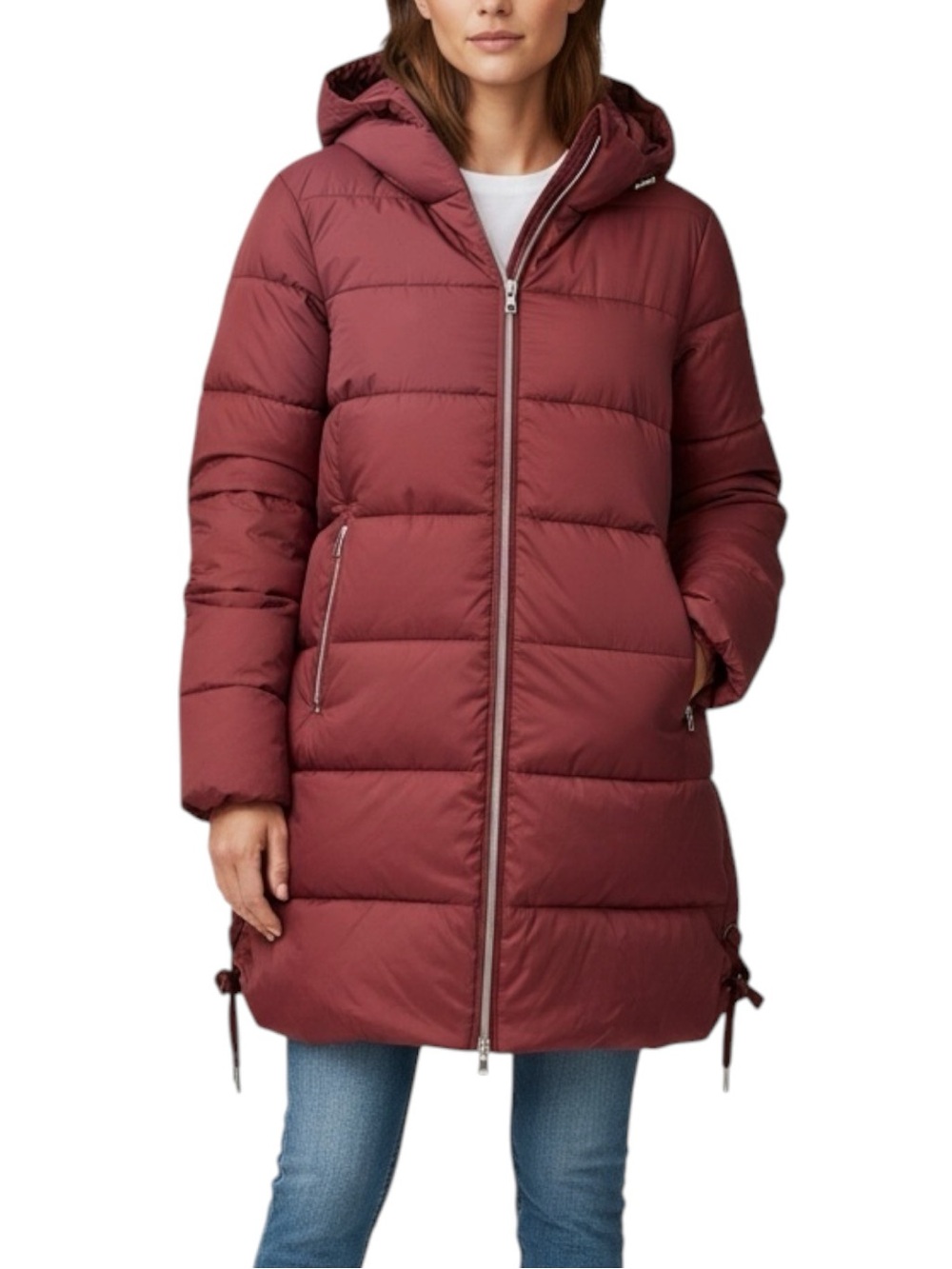 MARC NEW YORK Burgundy Puffer Coat M Medium Lightweight Hooded Full Zip Size S